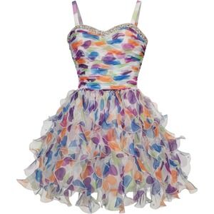 Mori Lee Madeline Gardner Sticks & Stones Ruffle Party Dress Multicolor Size 5/6